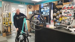 Steve Grimwood inside Elmy Cycles
